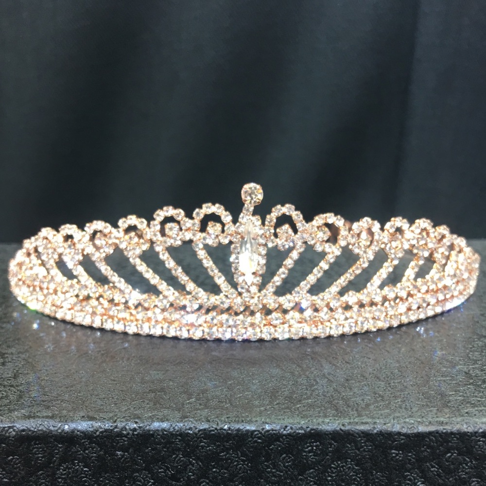Rose Gold Metal Tiara Crown Bridal Birthday Hair